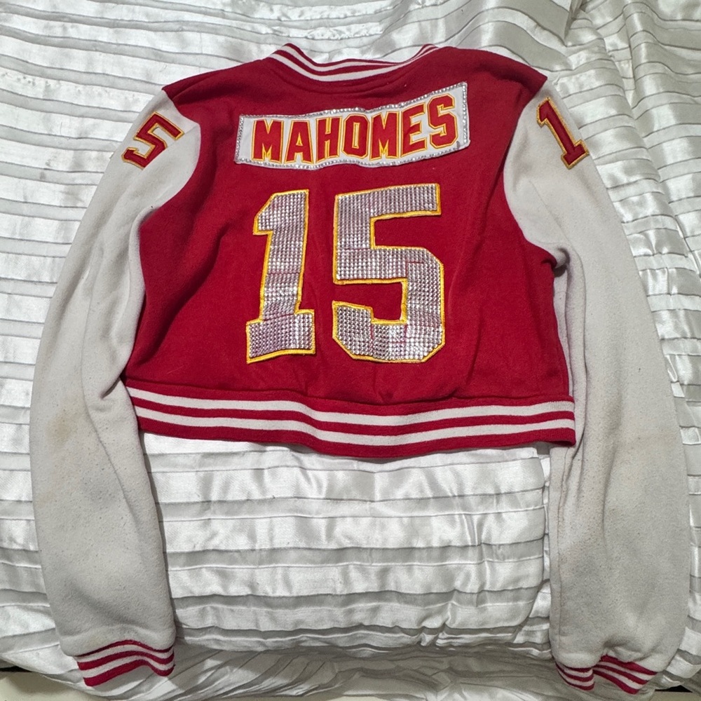 Red and White Striped baseball button up Kansas City Chiefs